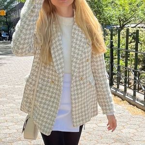 Fate Boutique Cream Houndstooth Women’s Blazer - ONLY WORN ONCE